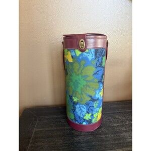 Vintage 60s 70s Floral Knitting Yarn Caddy Needle Holder Cylinder Mod Retro 13”